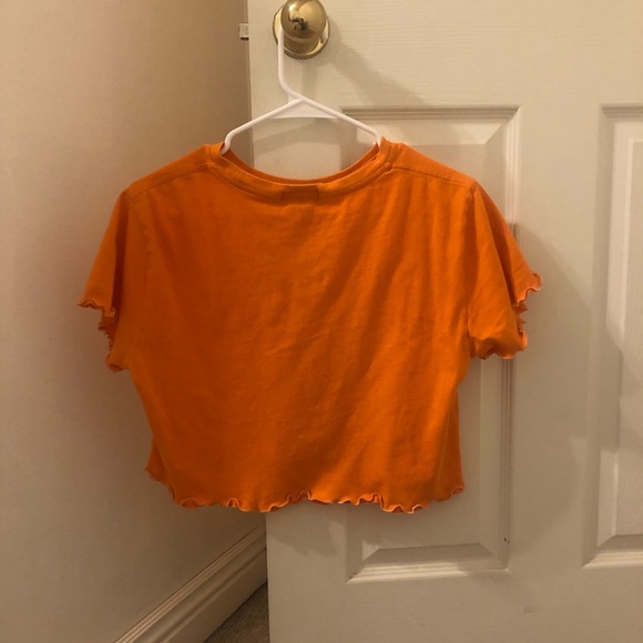 Orange ribbed polo crop - Picture 2 of 2
